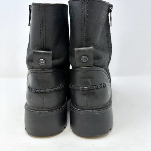 Ugg Polk Mixed Leather Moto Boots Black 8 - Picture 5 of 8